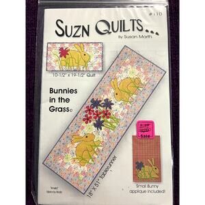 Quilt Sewing pattern table runner mini quilt bunnies in the grass spring easter